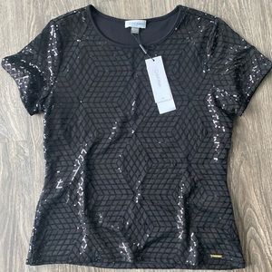 Calvin Klein small black sequin top